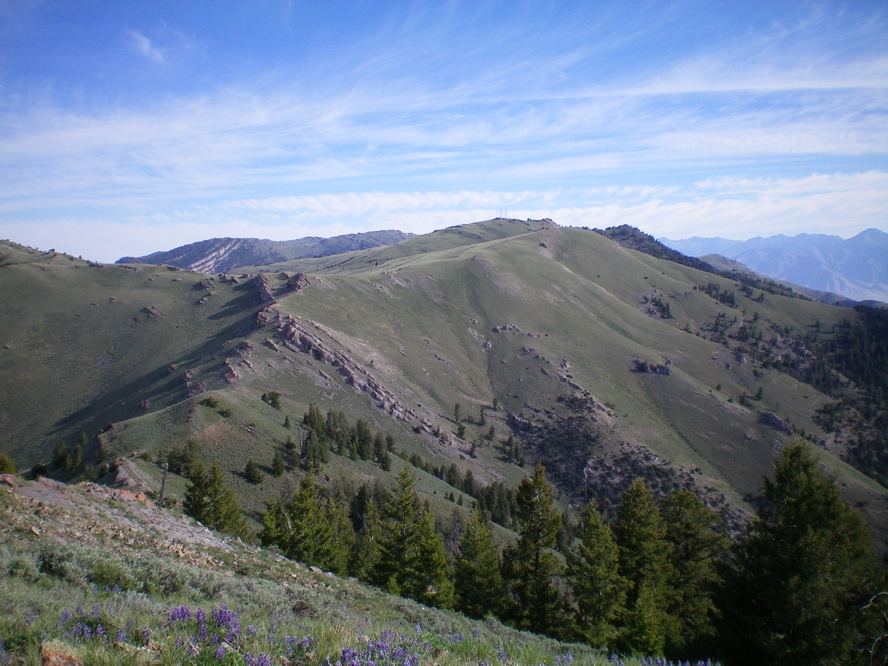 The South Ridge of Howe Peak as viewed from Peak 8383. The antenna-clad summit is just right of center. Livingston Douglas Photo