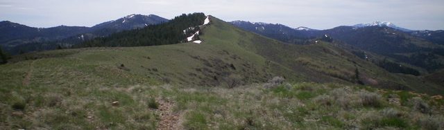 Looking up the final stretch of the northwest ridge at the summit of Peak 7340. Livingston Douglas Photo