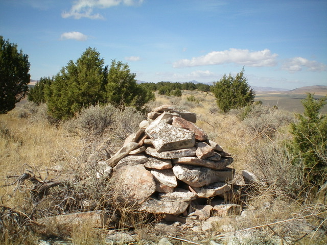 The large summit cairn atop the southeast summit of Peak 5641. Is this the real high point? Livingston Douglas Photo