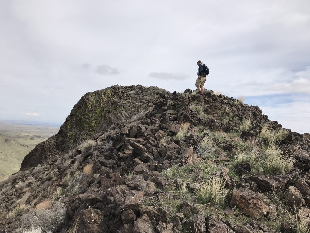 Brett Sergenian approaching the summit on the south ridge.