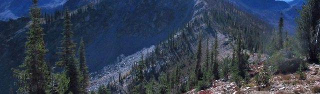 View of the ridge connecting Mount Mills (9,424’) with the point marked Mount Mills (9,195’) on the topographic map. Judi Steciak Photo