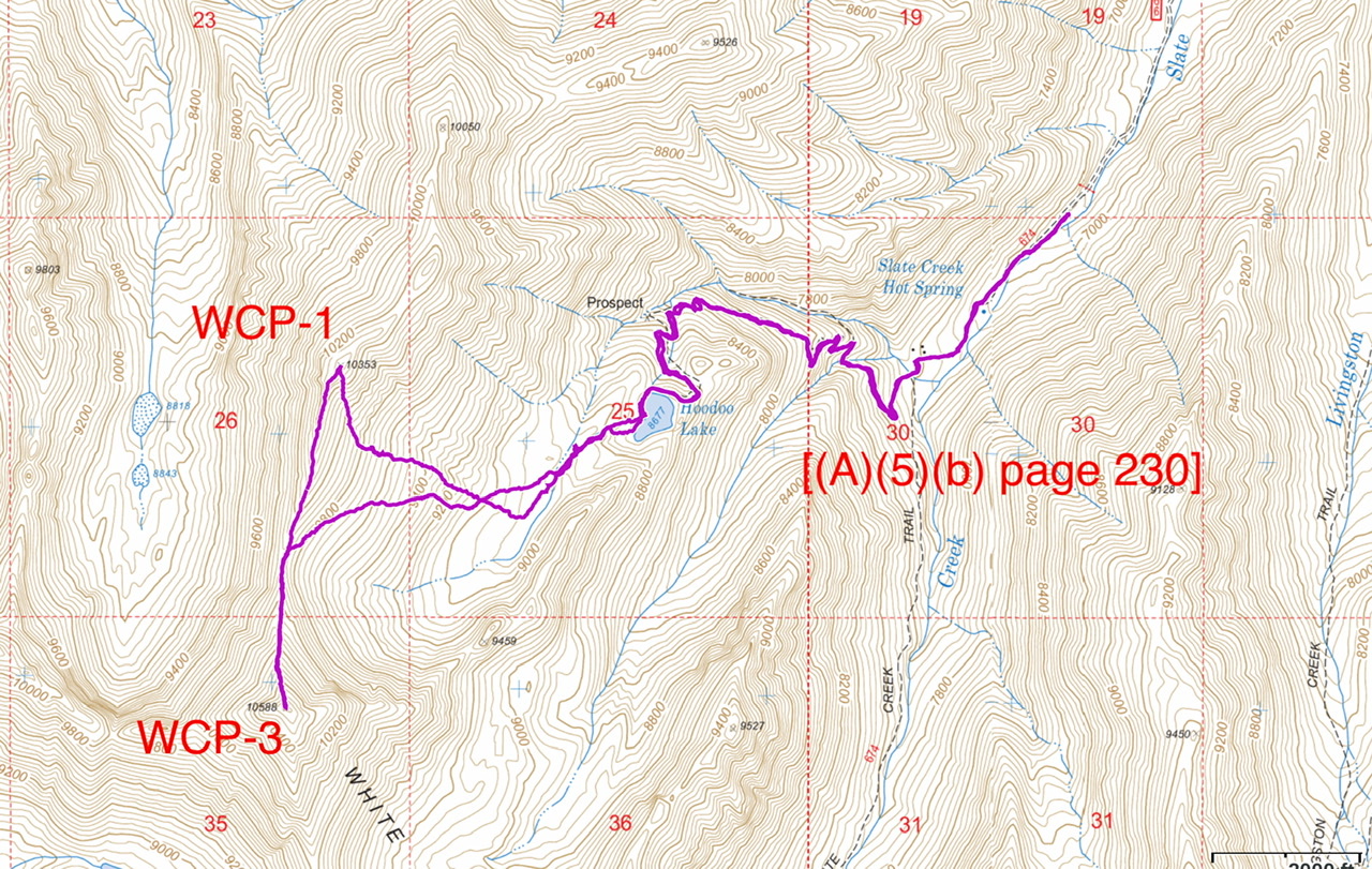 Brett Sergenian’s GPS track for WCP-1 and WCP-3. Brett recorded 8.0 miles round trip ith 3,850 feet of gain.