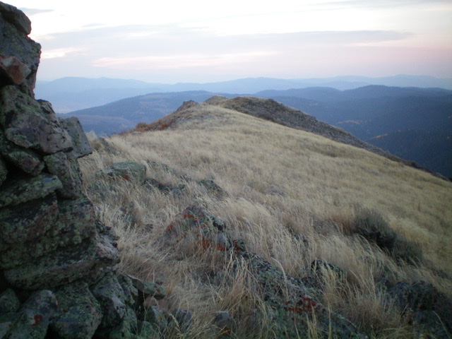 Looking southeast along the ridge crest of Peak 8142 from the high point/summit cairn. Livingston Douglas Photo