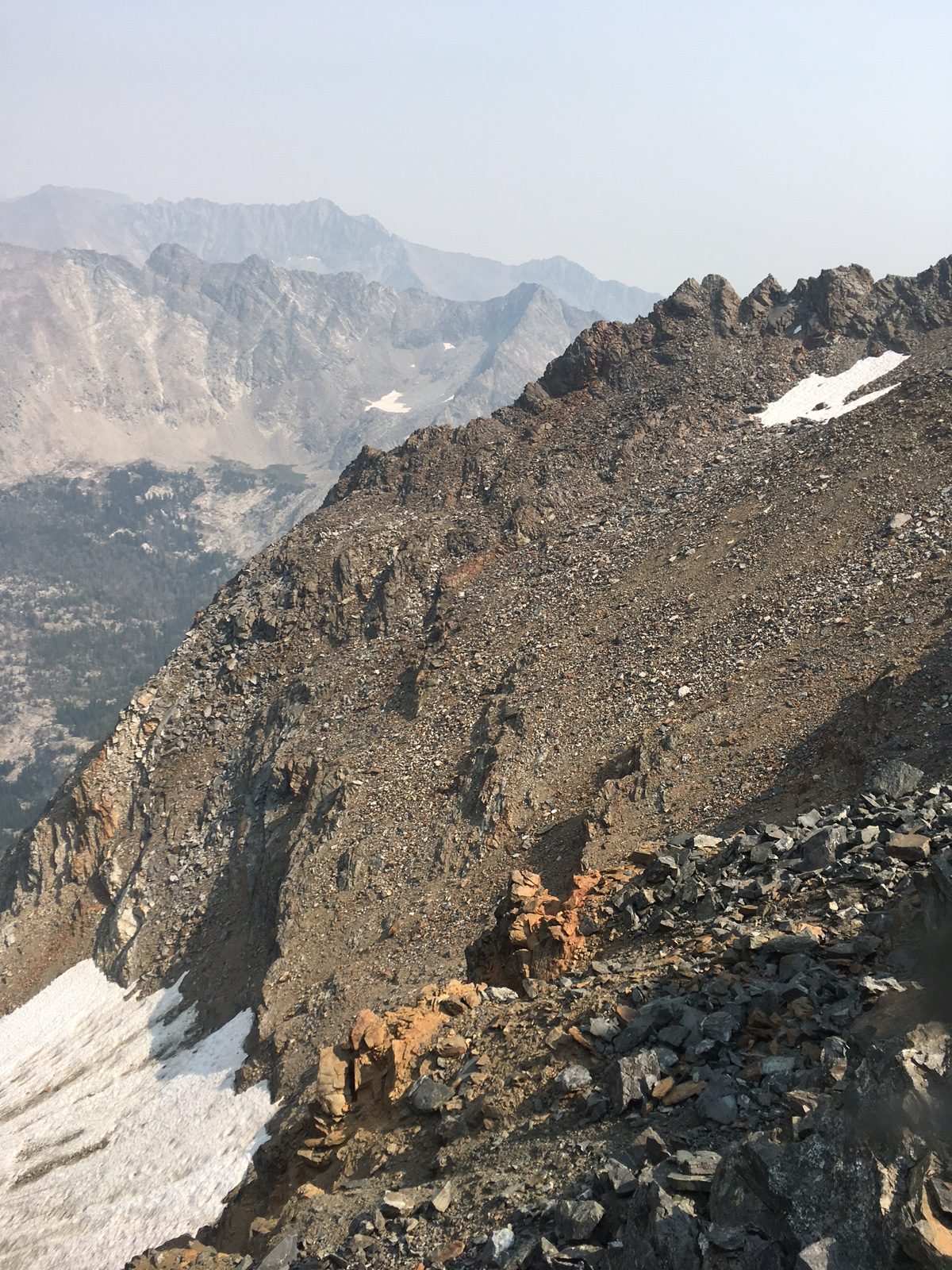 After running since midnight Kelly still had to climb Hyndman Peak. His chosen route climbed up this rib on Old Hyndman Peak . . .