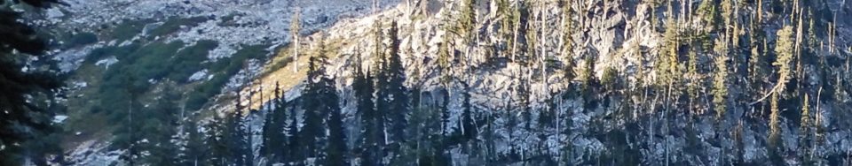 The north face of Snowlide Peak. The V-climbed by Troutner and Whitman is just right of center. John Platt Photo