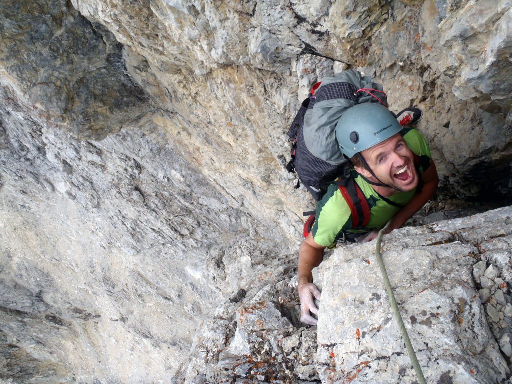 Cory, getting to the top of the last pitch. Ecstatic is an understatement! Photo - Kevin Hansen