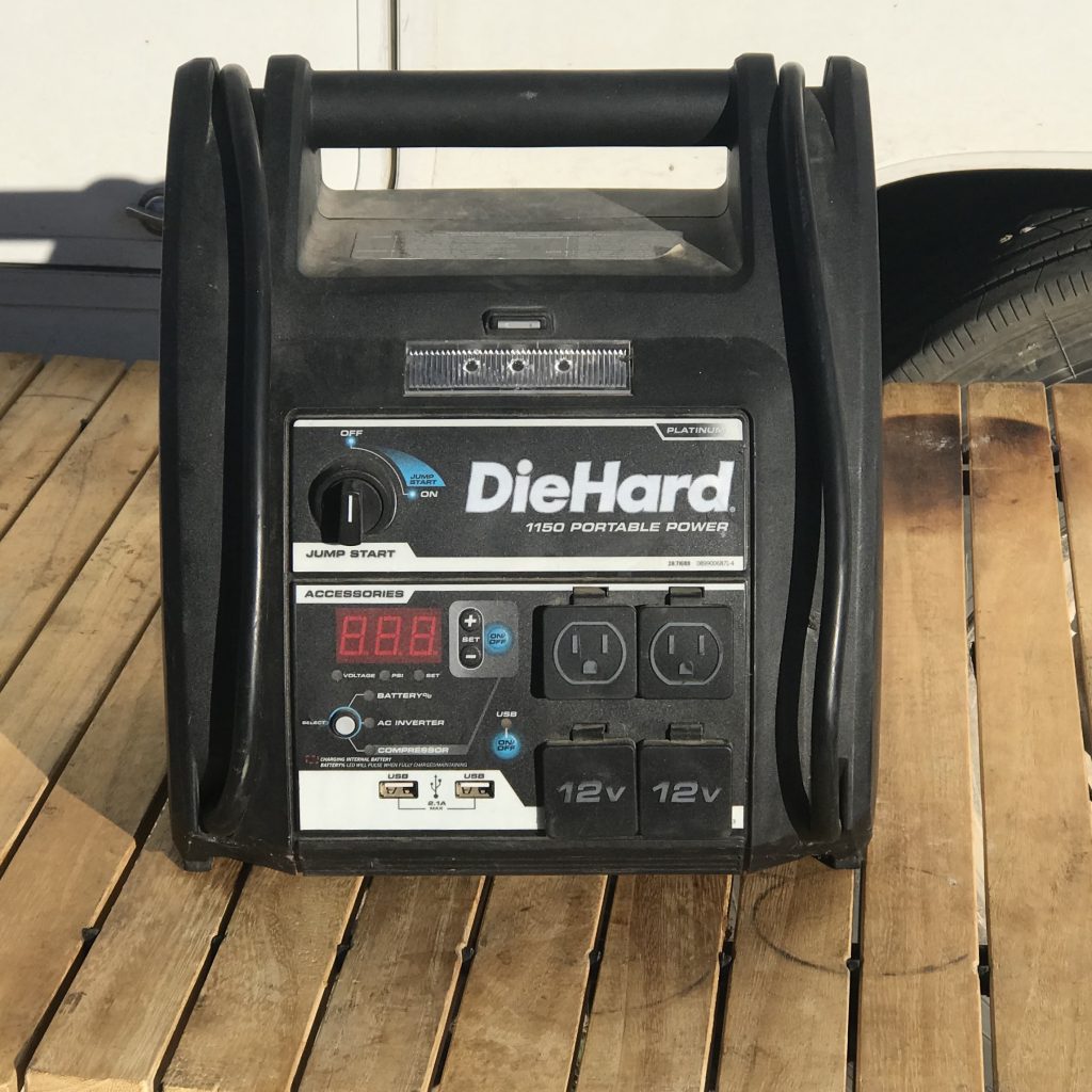 This is one example of a backup power supply. This unit can jump start your batter, pump air into a tire and charge your phone.