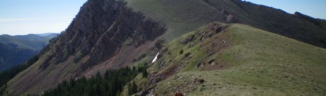 Knob Mountain (center, behind the closer hump) as viewed from the northwest. Livingston Douglas Photo