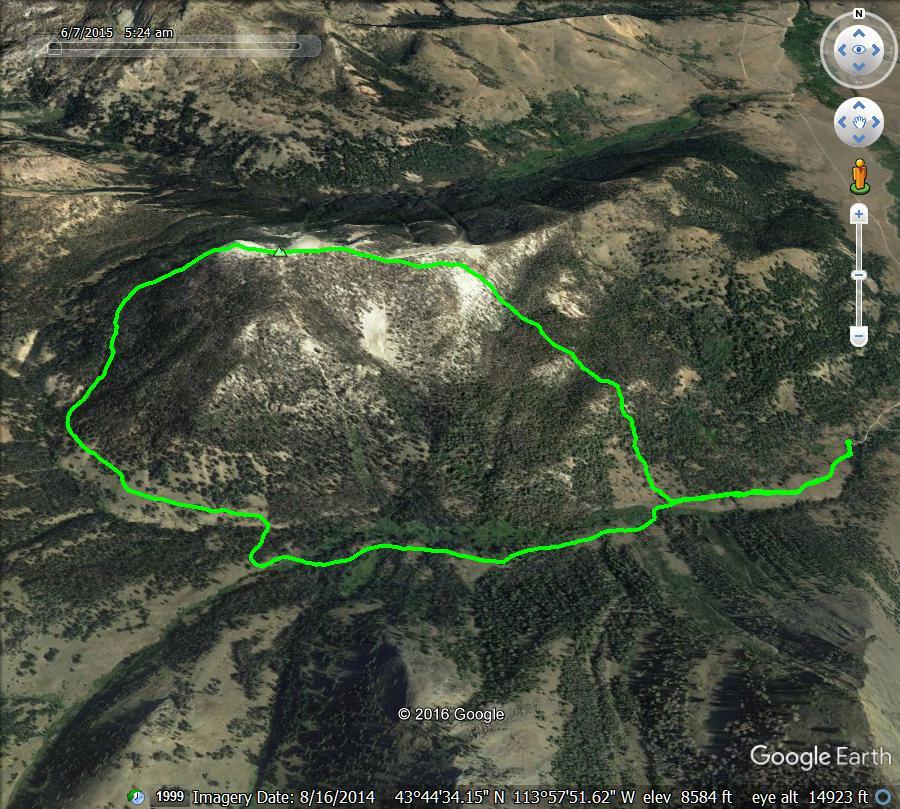GPS track showing a loop route to the summit of White Mountain. Track - Margo Mandella.