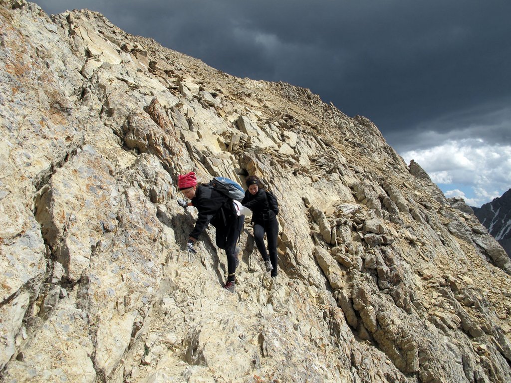 Traversing Chicken Out Ridge. Some people stay directly on top of the ridge, while others traverse the side of the ridge. Photo - Bob Boyles