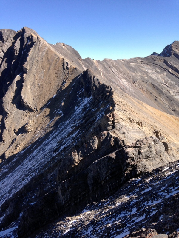This photo shows the second half of the ridge traverse from Donaldson Peak to No Regret Peak.
