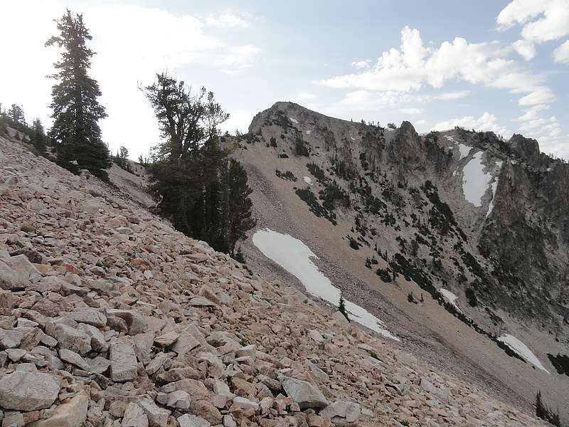 The summit of Alpine Creek Peak from the southwest ridge. Dave Pahlas Photo
