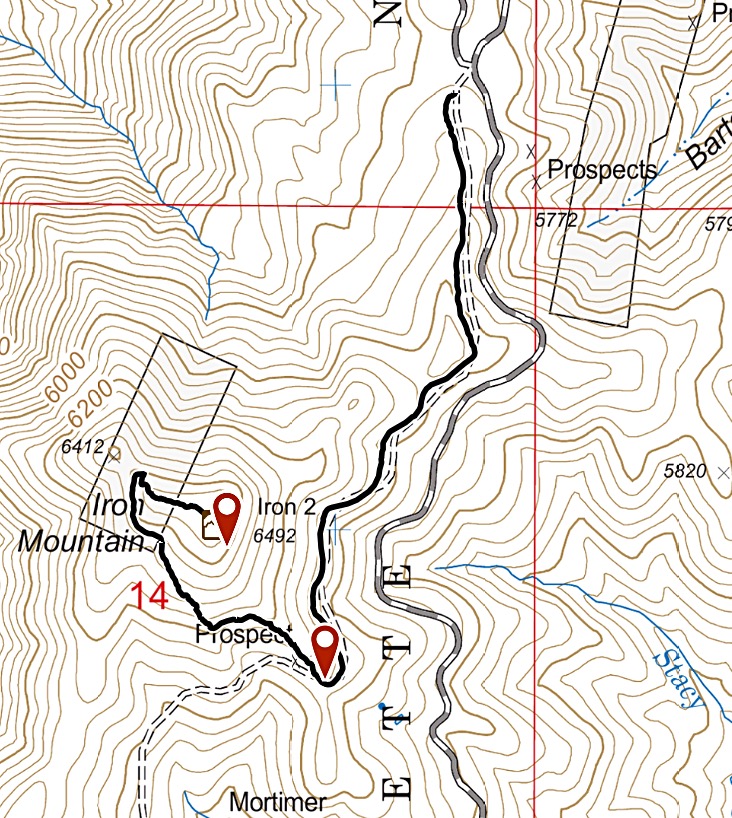 My GPS track for Iron Mountain. The ATV track we followed from,the north to the first waypoint was passable but not,designated for 4WDs.