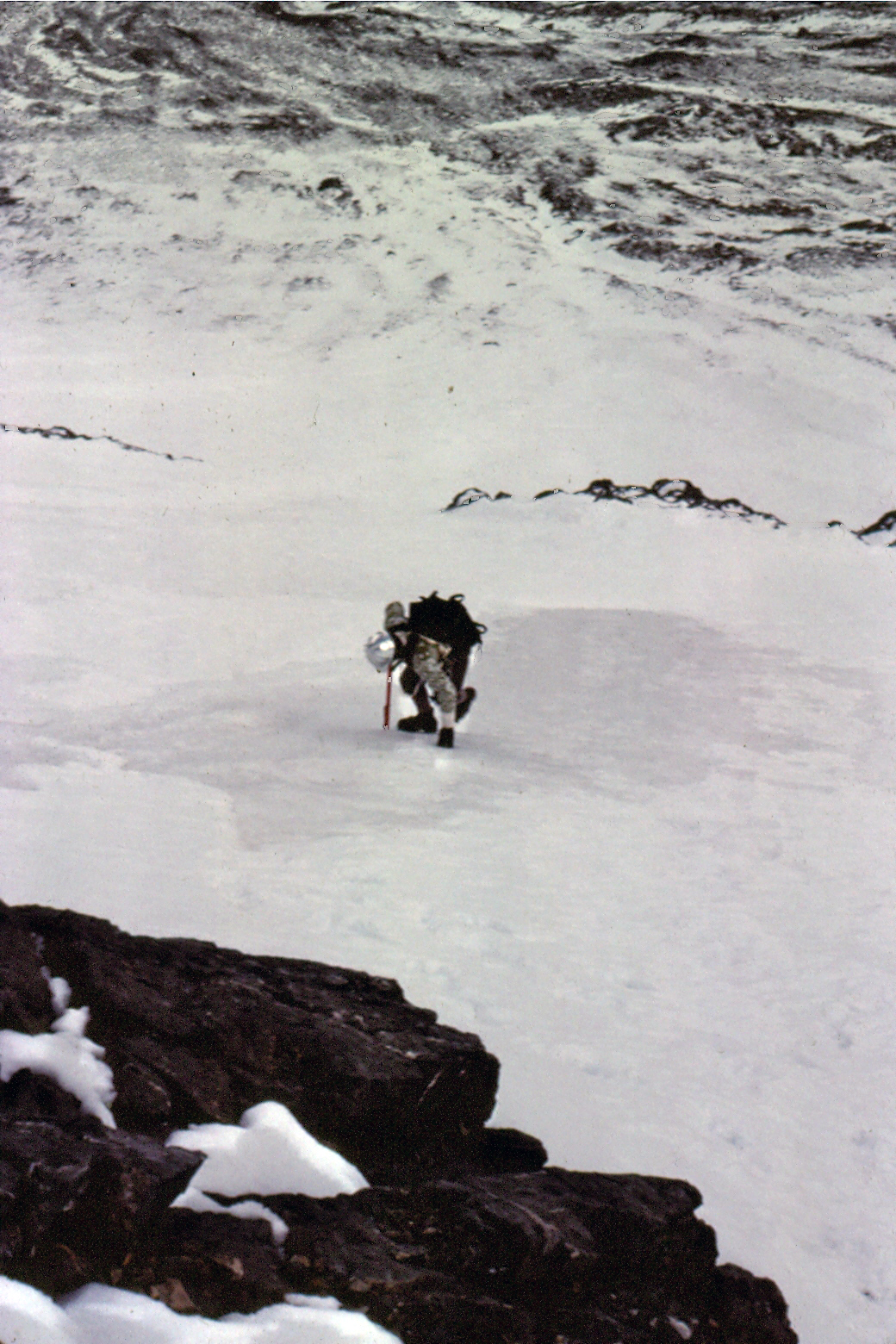 Mike Weber showing off his French technique on the lower ice fields of Mt Borah. If you look closely, you can see the old blue ice showing in places. Bob BoylesBob Boyles photo