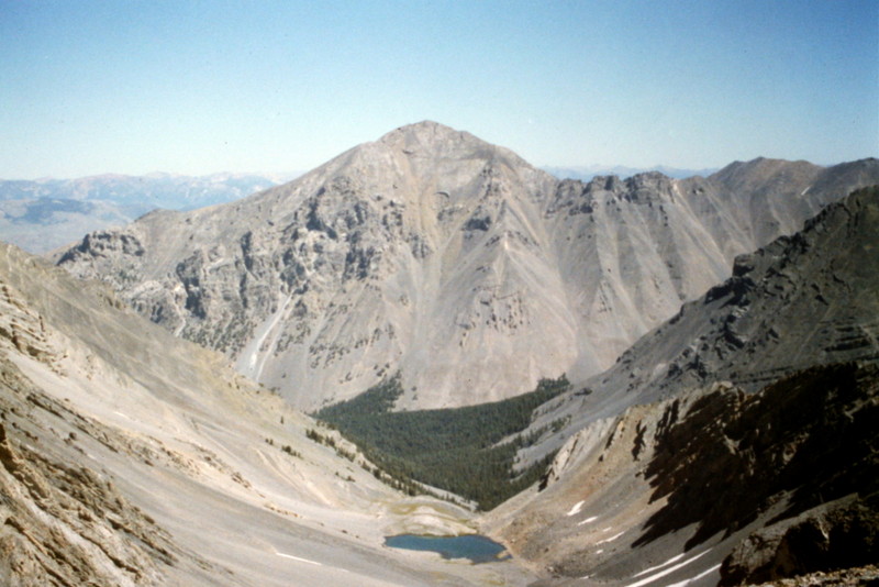 Mount Corruption from the col between Leatherman Peak and Bad Rock Peak. The route is not visible in this photo.