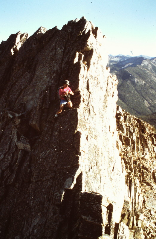 Basil Service traversing off the lower summit.
