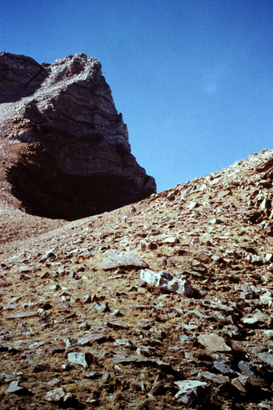 The talus leading to the col is almost never ending.