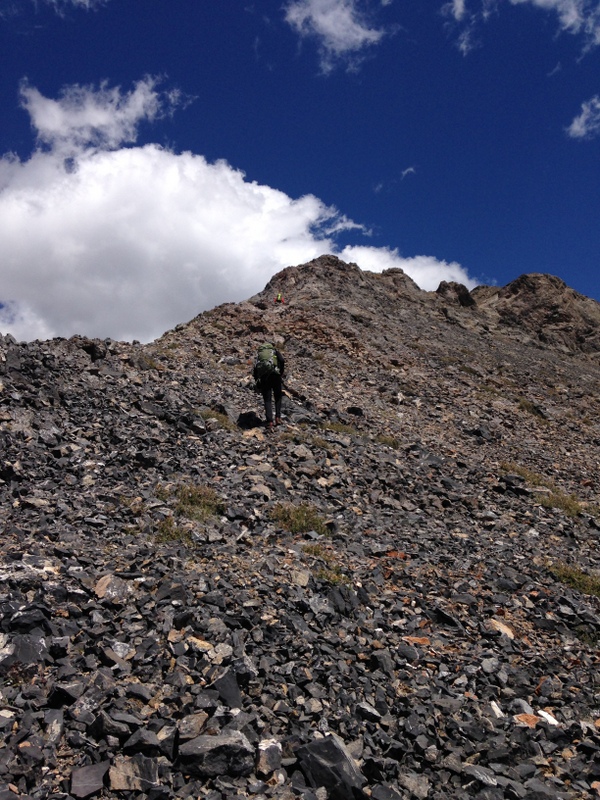 The final 300 feet cross talus and a few rocky obstructions.