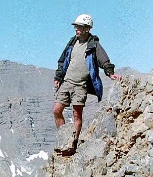 Brian Wright during the first ascent of Triple Peak.