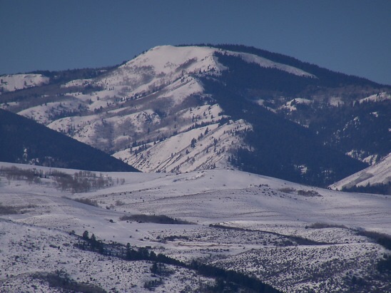 East aspect of Draney Peak. In foreground is Tygee Ridge on the Idaho-Wyoming line. Rick Baugher Photo 1/20/14