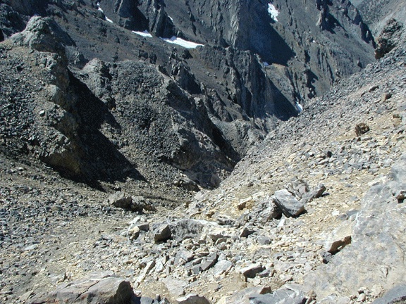 Looking down the route from the upper route; the lower route was even steeper. Photo - John Platt