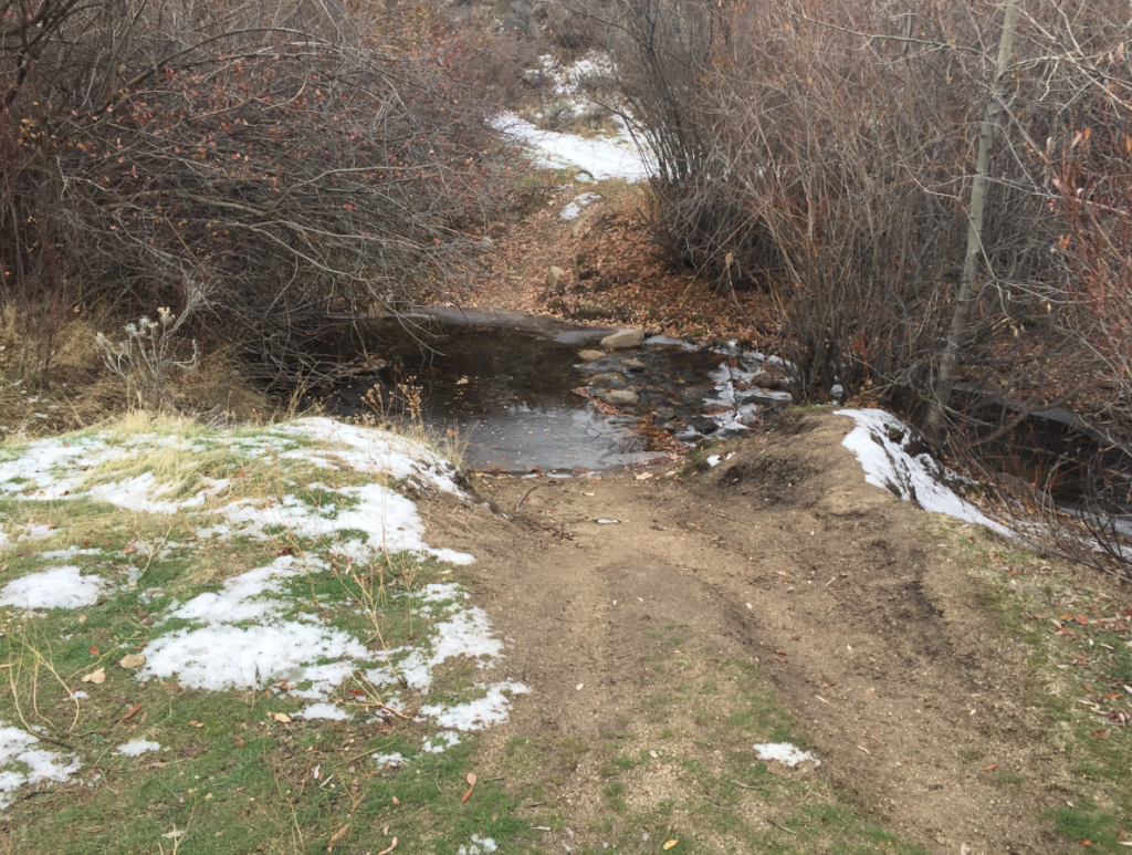 The trail to Castle Rock starts by crossing this stream. Dan Krueger Photo 