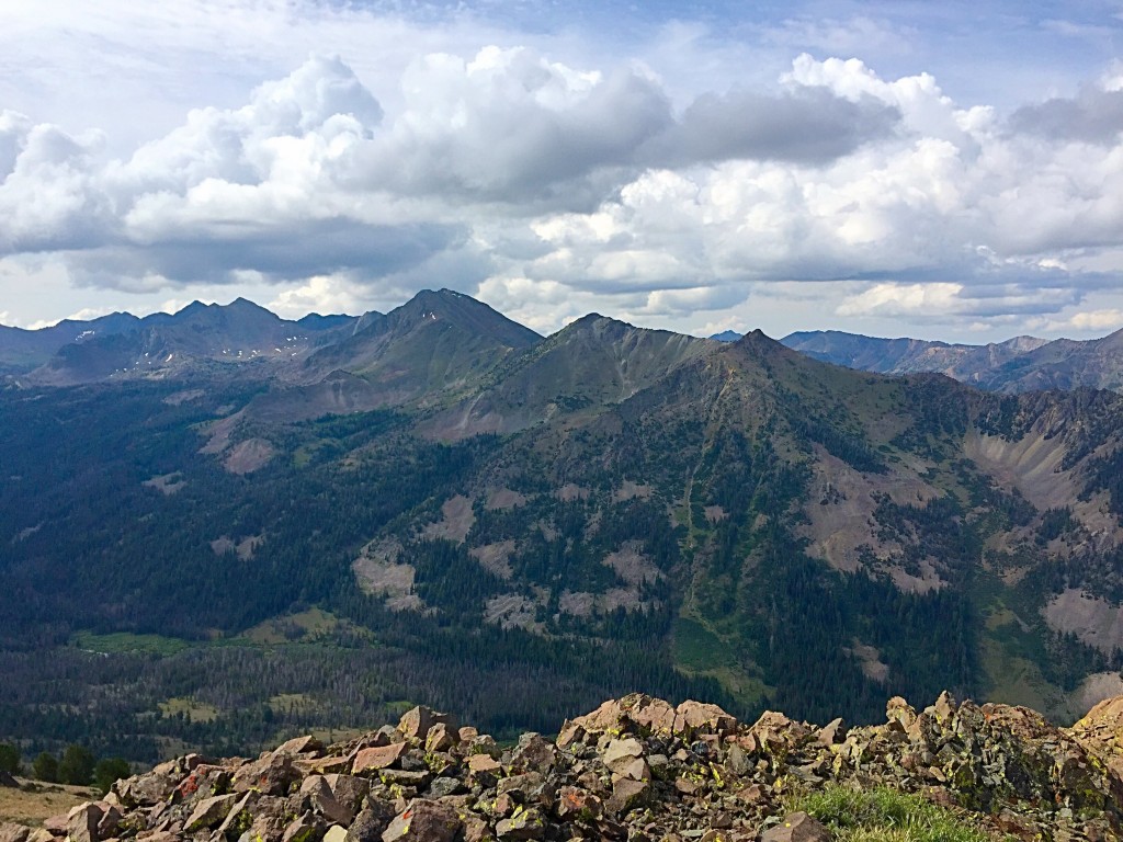 The view across Lake Creek from the summit. Atlas Peak is in the middle.