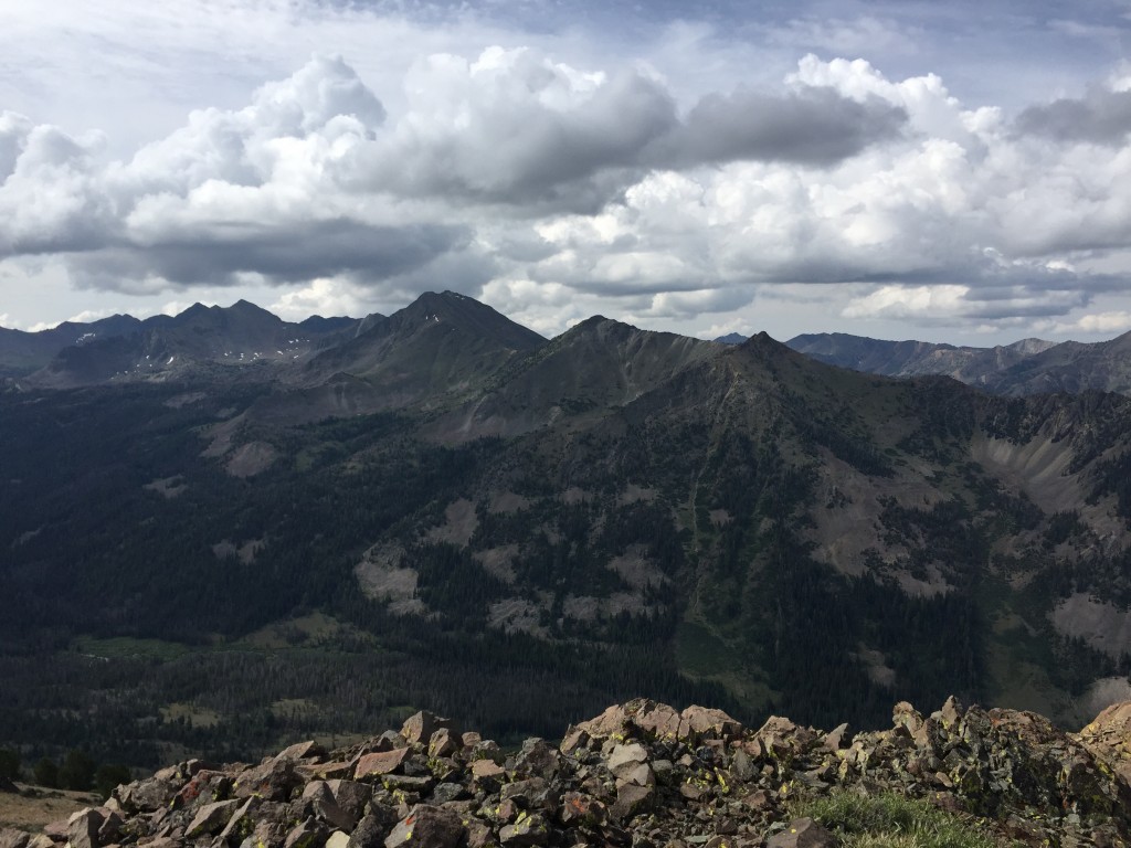 Looking southeast across the Lake Creek drainage toward Atlas Peak.