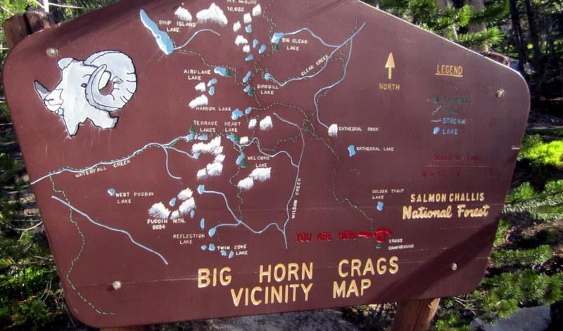 The sign at the trailheads shows the Crags' trail system. Deb Rose Photo