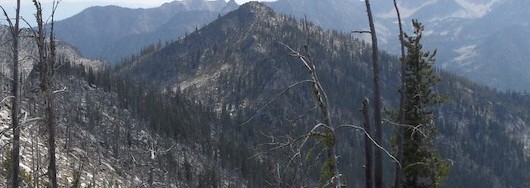 Peak 8380 (Ho Peak) viewed from Peak 8380 (Hum Peak). John Platt Photo