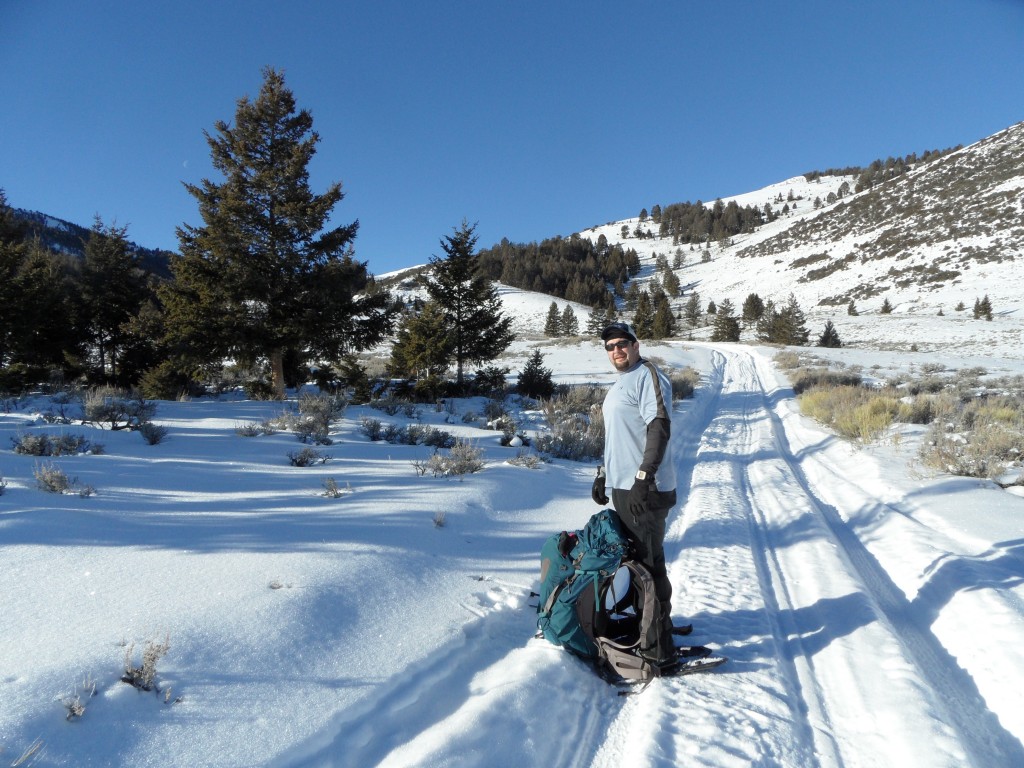 Dan Robbins on the Spring Mountain Canyon Road during a winter ascent of Big Windy Peak. John Platt Photo