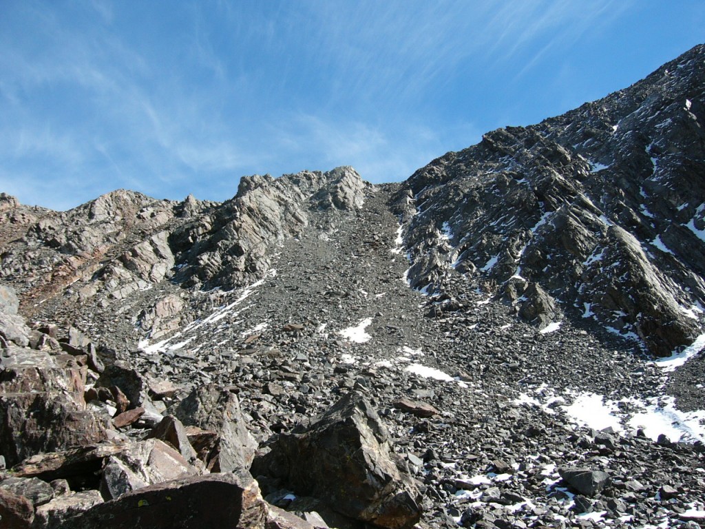Climb up this scree slide to get to the ridge.